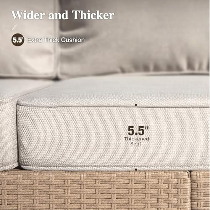 Beige 6‑Piece Wicker Patio Set
