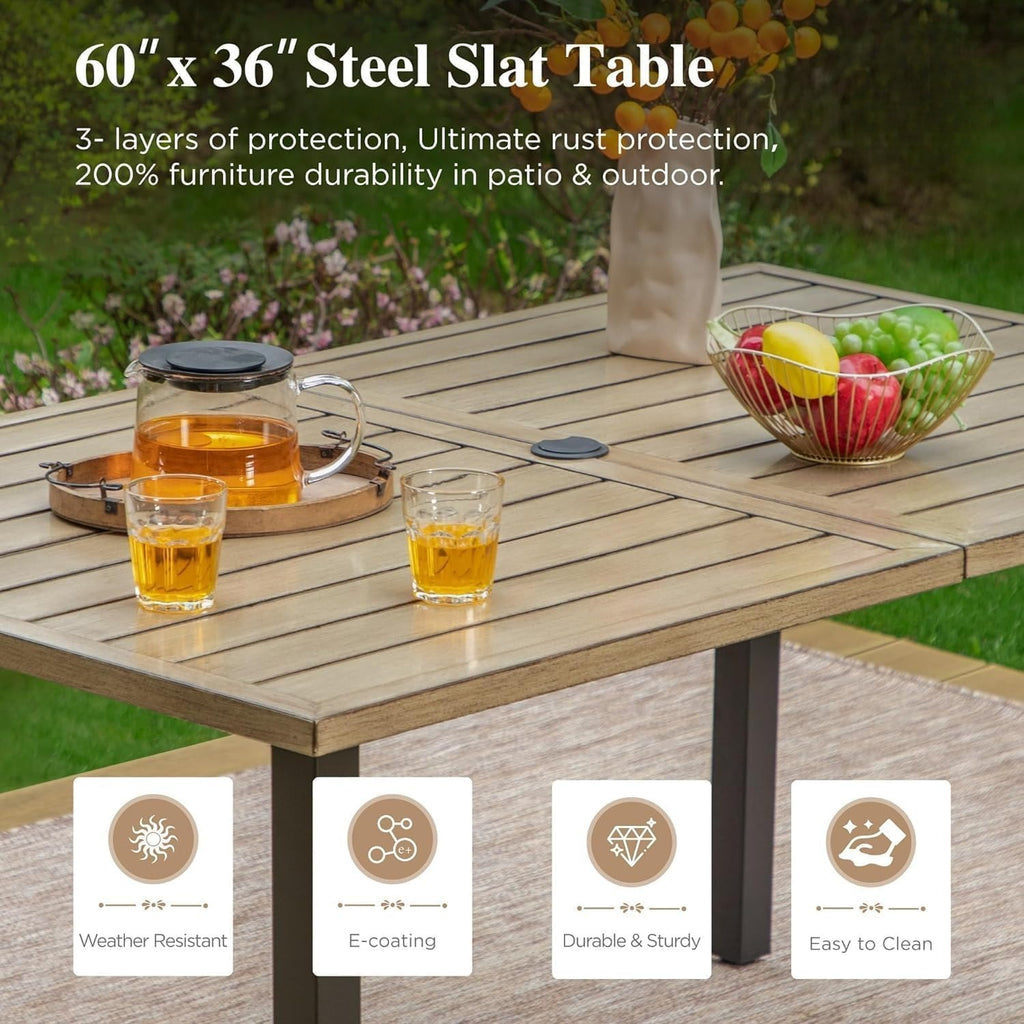7‑Piece Wood‑Like Metal Patio Dining Set