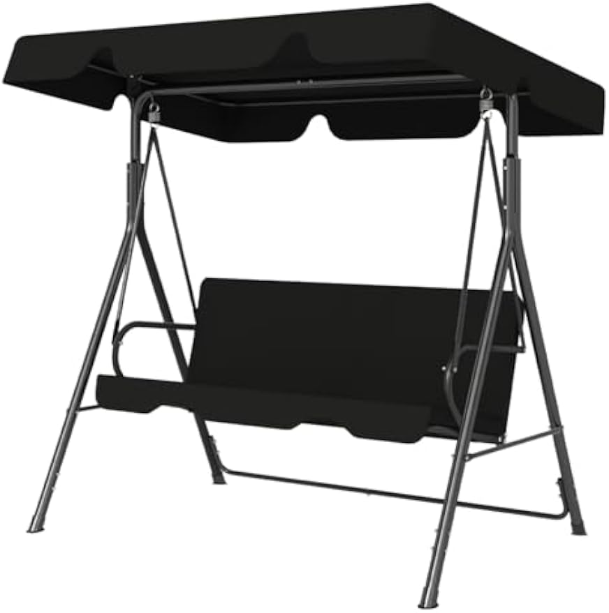 Black 3‑Person Patio Glider Swing Chair