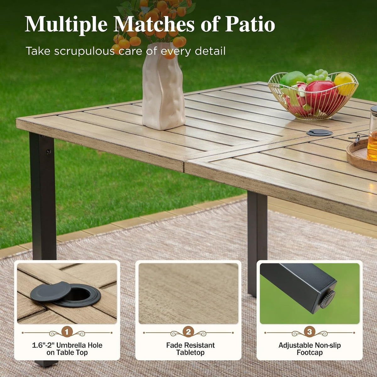 7‑Piece Wood‑Like Metal Patio Dining Set