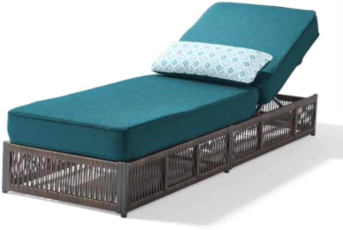 Green Wicker Adjustable Patio Chaise Lounge