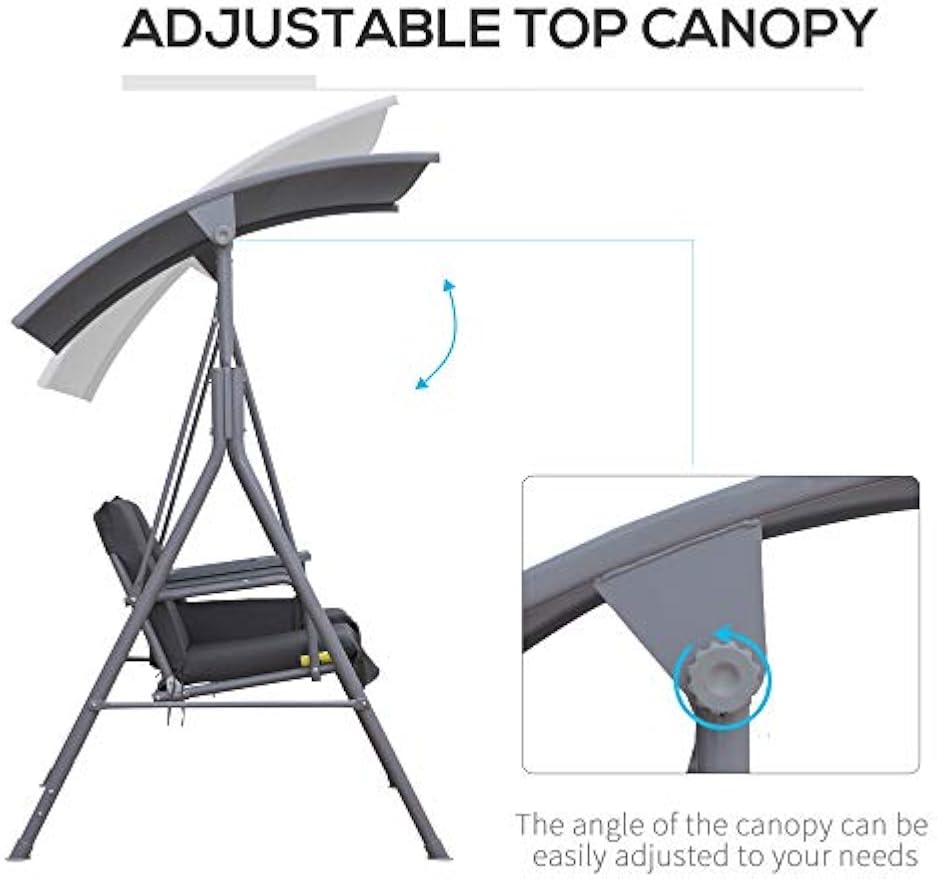 Grey 2‑Person Patio Porch Swing