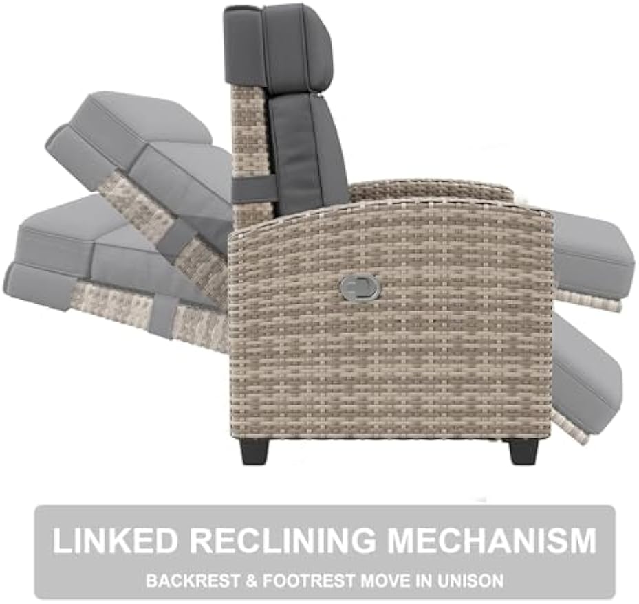 Wicker Adjustable Patio Recliner Chair