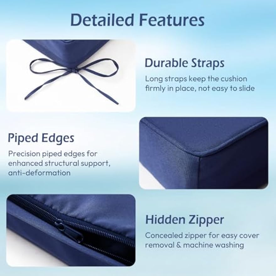 Navy Blue Outdoor Chaise Lounge Cushion