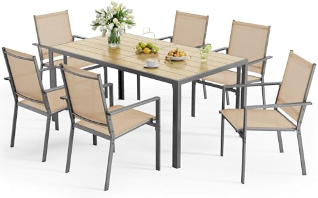 Brown 7‑Piece Patio Dining Set for 6