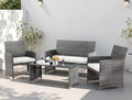 Beige 4‑Piece Wicker Patio Set