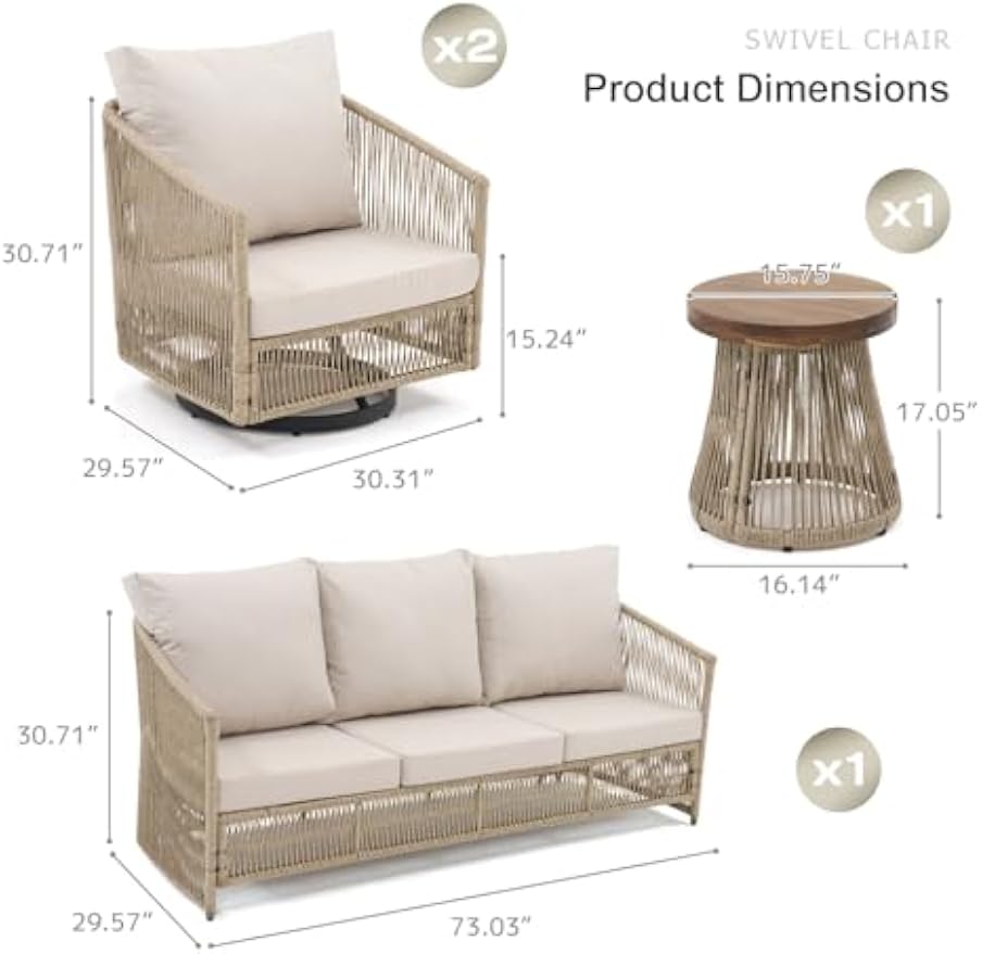 4‑Piece Wicker Patio Conversation Set
