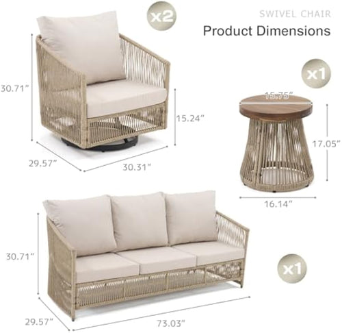 4‑Piece Wicker Patio Conversation Set