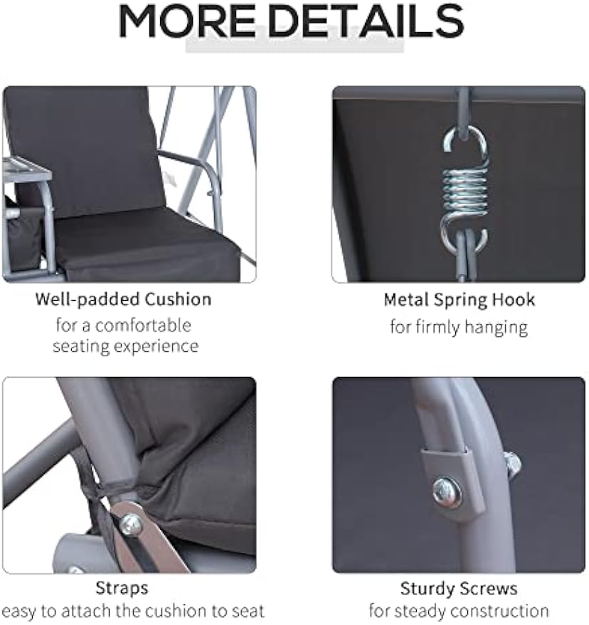 Grey 2‑Person Patio Porch Swing