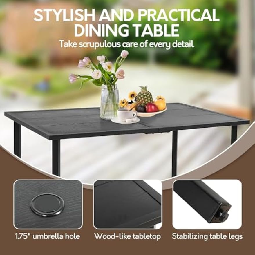 Black & Brown 7‑Piece Patio Dining Set for 6