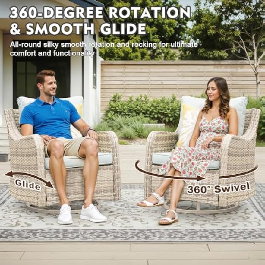 Blue 7‑Piece Wicker Patio Conversation Set
