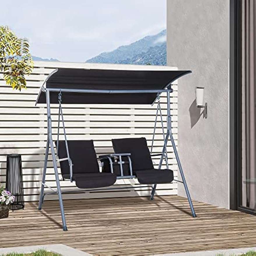 Grey 2‑Person Patio Porch Swing