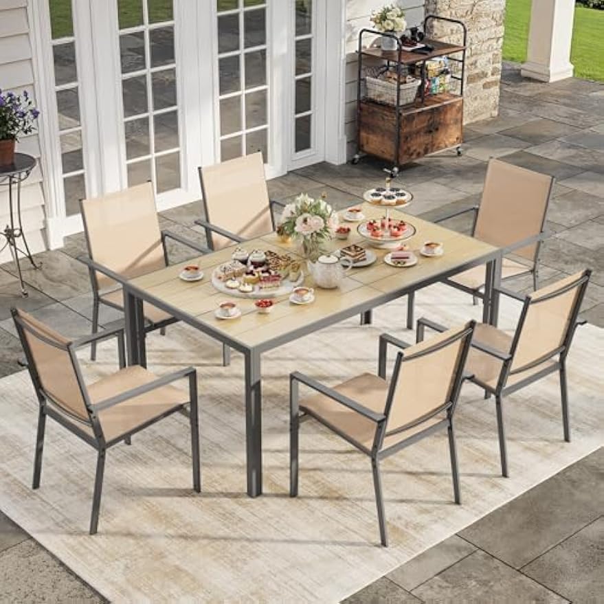 Brown 7‑Piece Patio Dining Set for 6