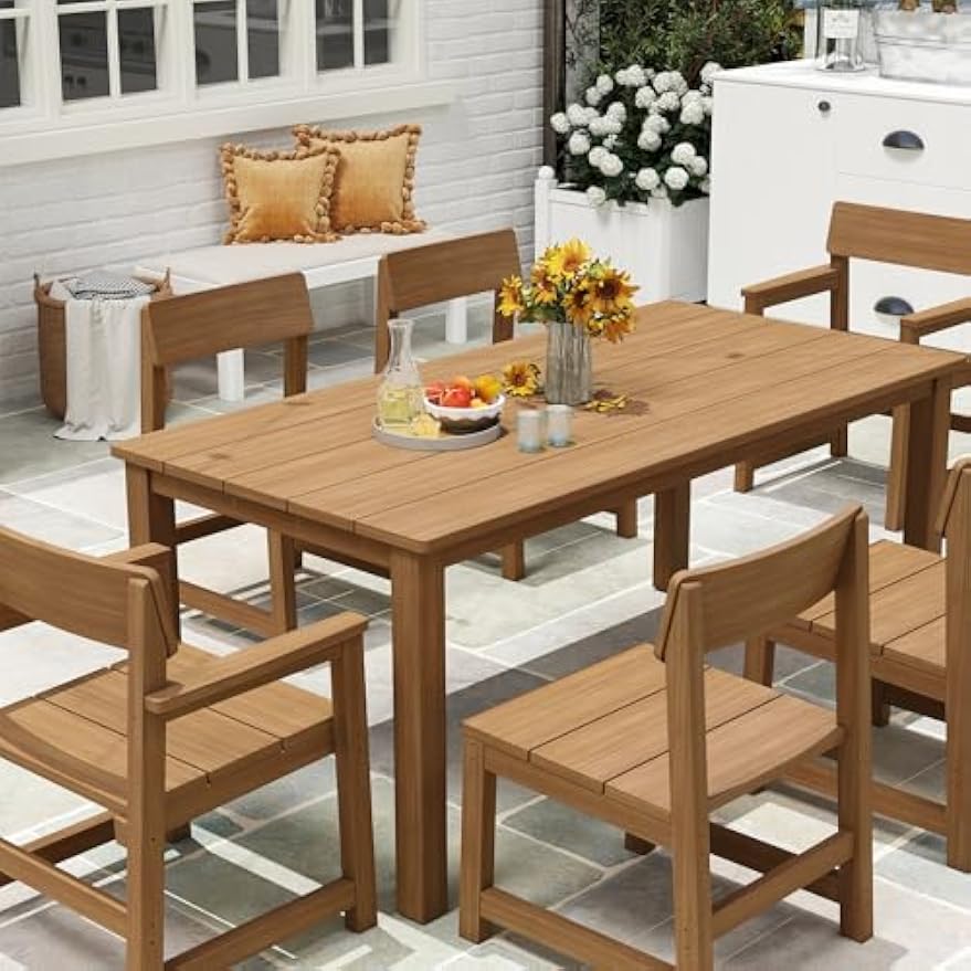 Wooden Color 9‑Piece Patio Dining Set for 8