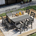White & Grey 9‑Piece Patio Dining Set for 8
