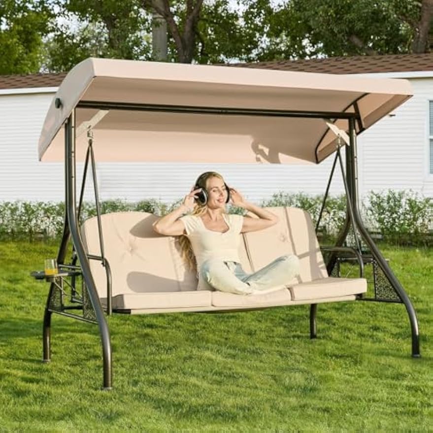 3‑Seat Convertible Patio Swing