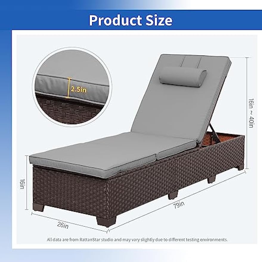 2‑Pack Brown Wicker Patio Chaise Lounges