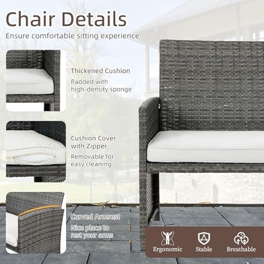 Beige 4‑Piece Wicker Patio Set