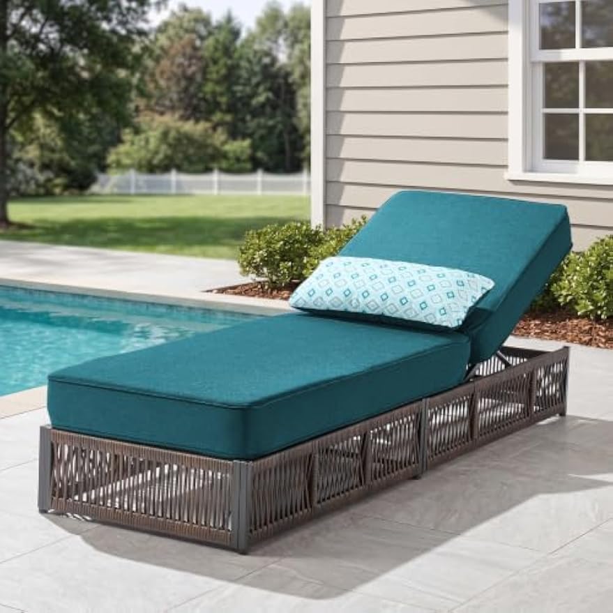 Green Wicker Adjustable Patio Chaise Lounge