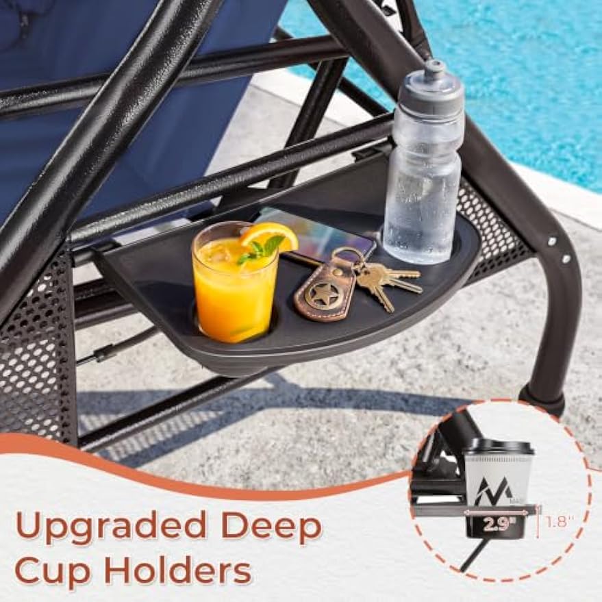 Navy Blue 3‑Seat Convertible Patio Swing Bed
