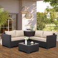 Brown Rattan 4‑Piece Patio Conversation Set