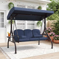 Navy Blue 3‑Seat Convertible Patio Swing Bed