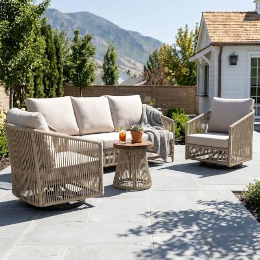 4‑Piece Wicker Patio Conversation Set