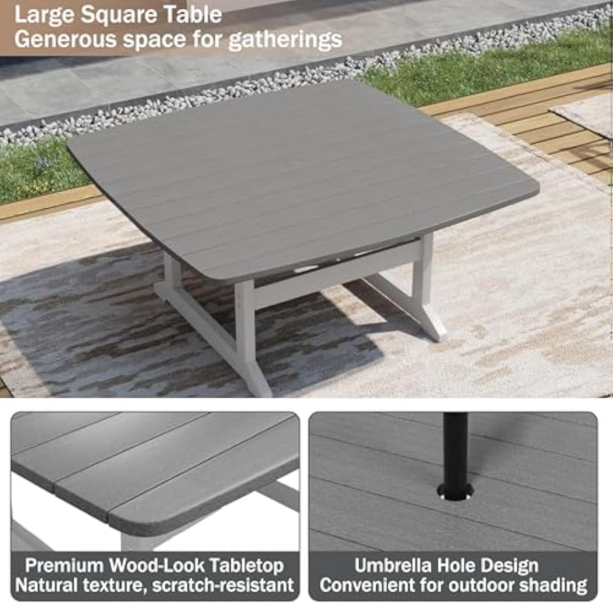 White & Grey 9‑Piece Patio Dining Set for 8