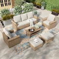 Beige 6‑Piece Wicker Patio Set