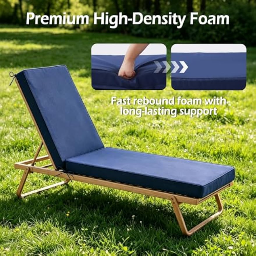 Navy Blue Outdoor Chaise Lounge Cushion