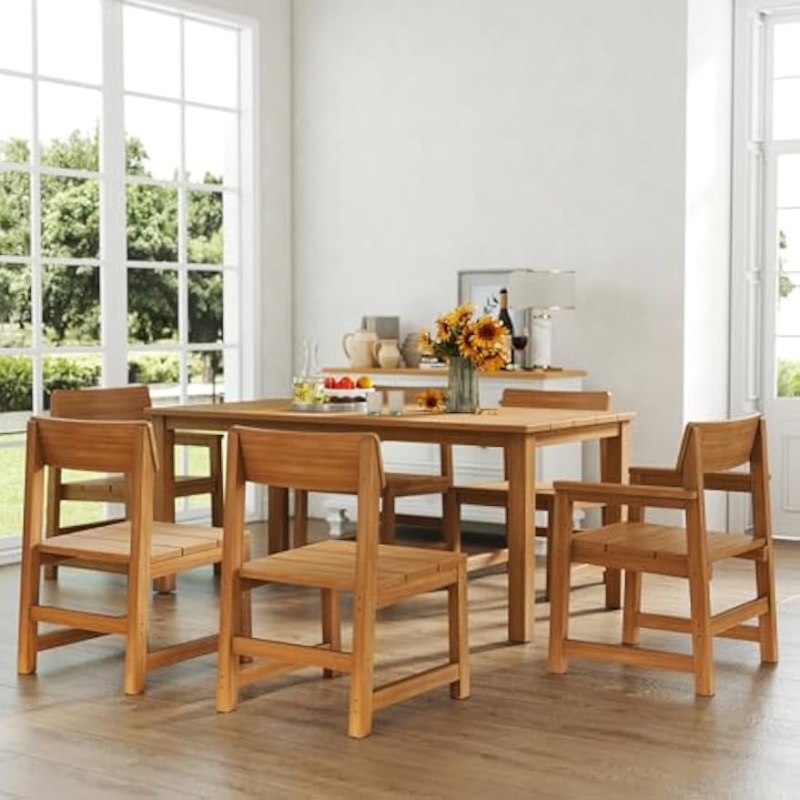 Wooden Color 9‑Piece Patio Dining Set for 8