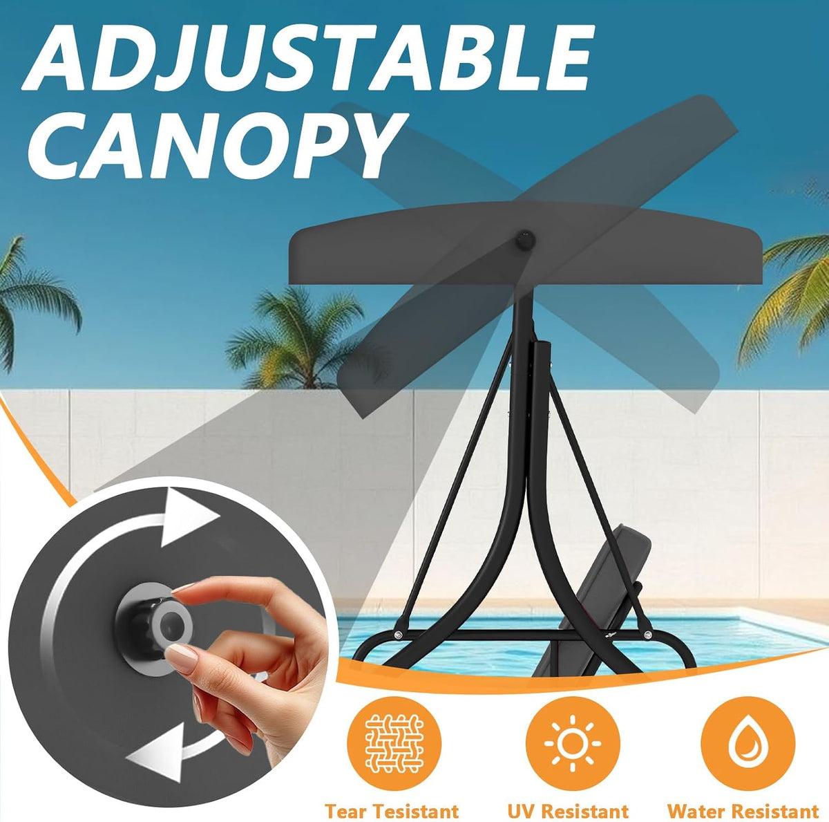 3‑Seat Convertible Patio Swing Bed