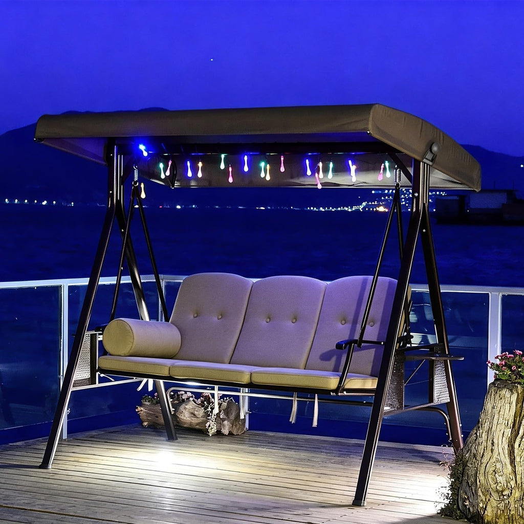 Bronze Aluminum Frame Patio Porch Swing