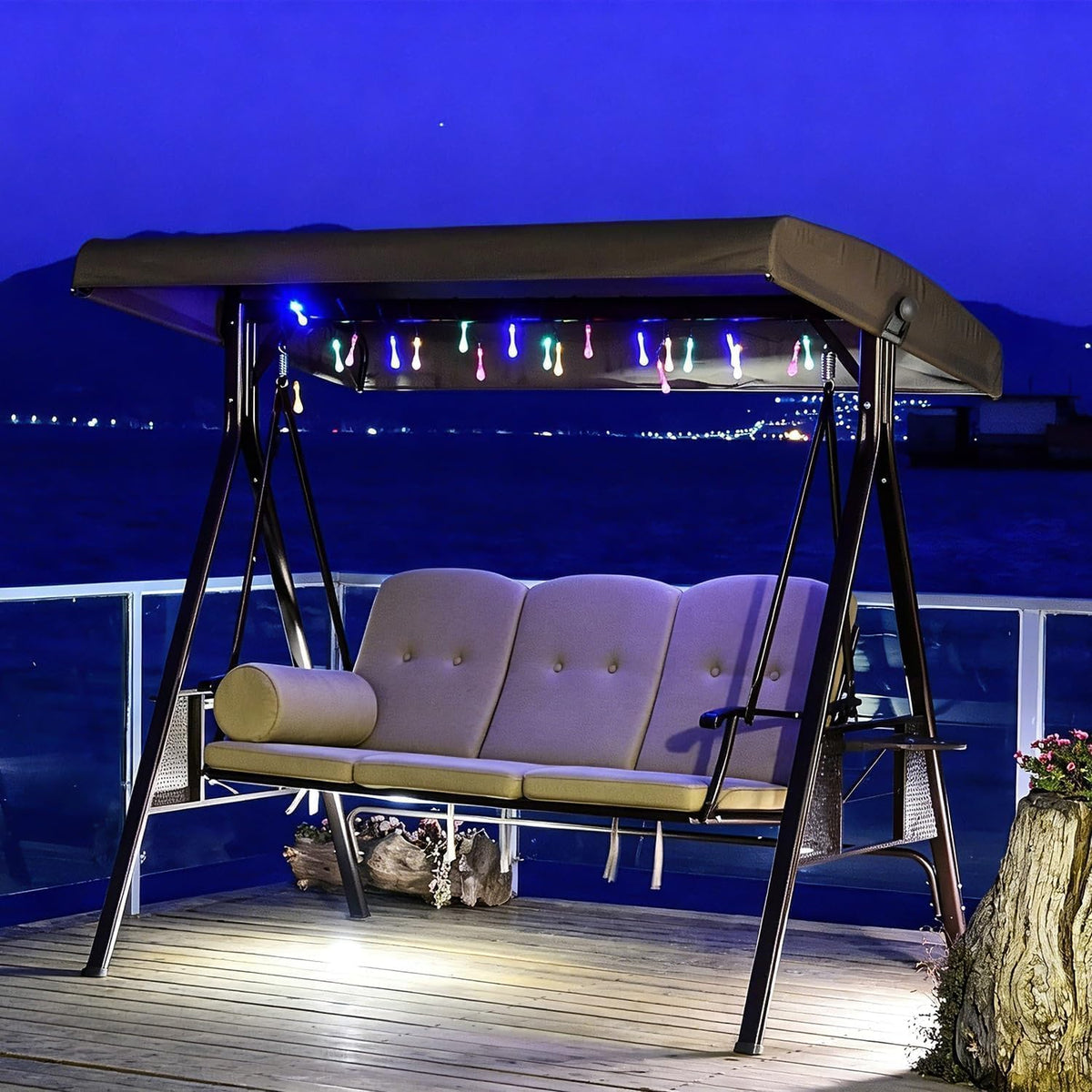 Bronze Aluminum Frame Patio Porch Swing