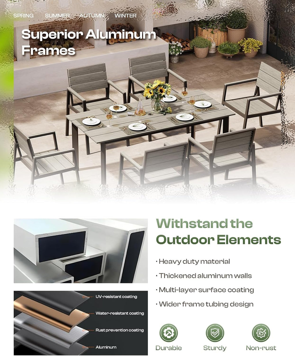 Gray 7‑Piece Patio Dining Set