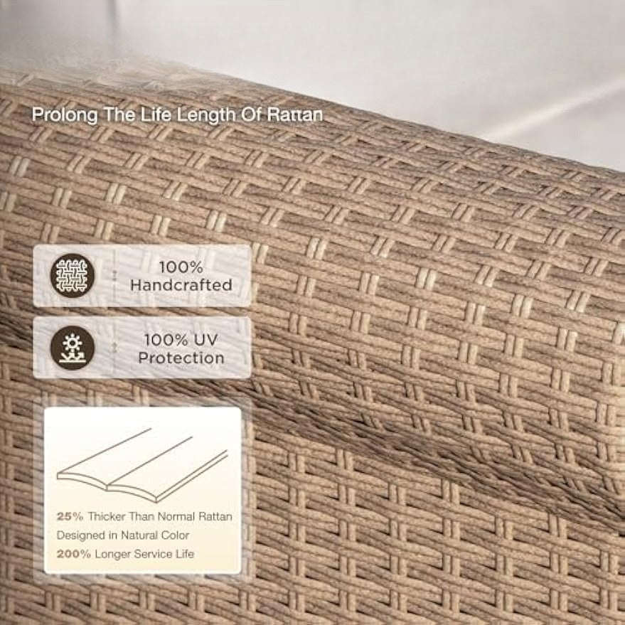 Beige 6‑Piece Wicker Patio Set