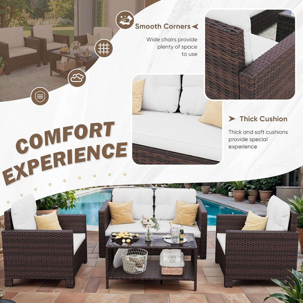 4‑Piece Wicker Patio Conversation Set