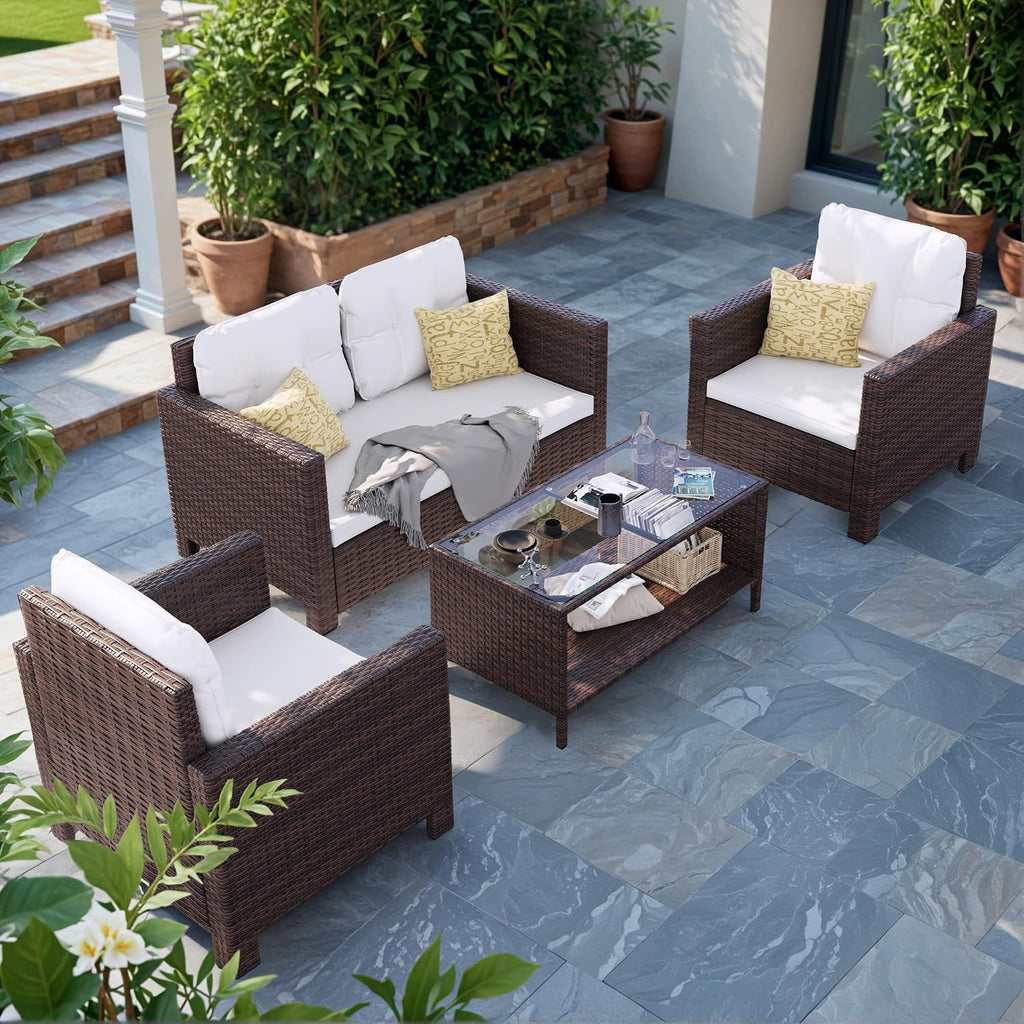 4‑Piece Wicker Patio Conversation Set