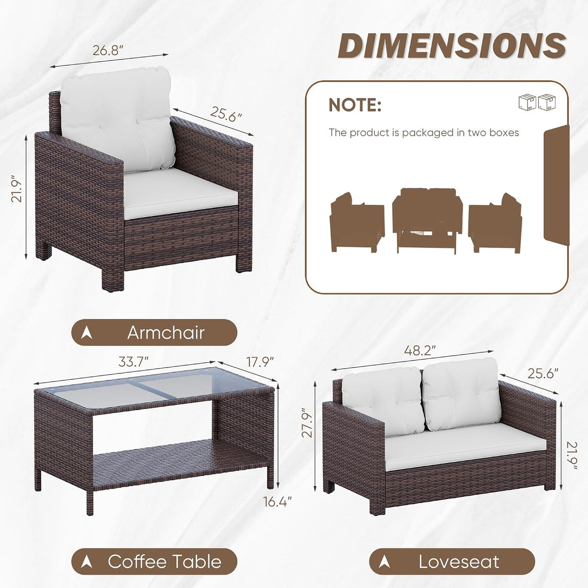 4‑Piece Wicker Patio Conversation Set