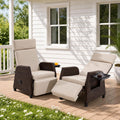 Beige Wicker Patio Recliner Chair