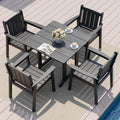 Grey 5‑Piece HDPE Patio Dining Set for 4
