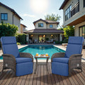3‑Pack Brown Wicker Patio Recliner Set