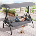 Grey 3‑Person Convertible Patio Swing Bed