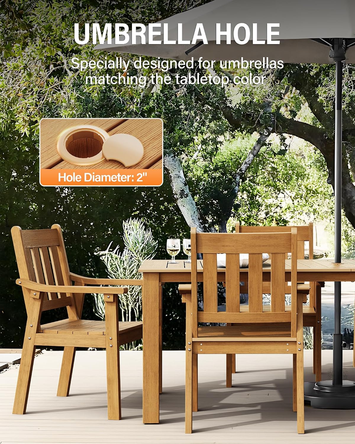 Teak 7‑Piece HIPS Patio Dining Set for 6