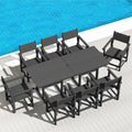 Black 9‑Piece HDPE Dining Set for 8