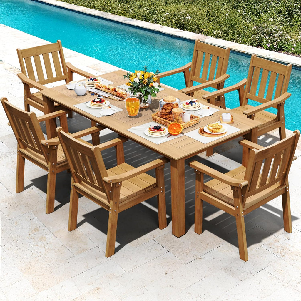 Teak 7‑Piece HIPS Patio Dining Set for 6