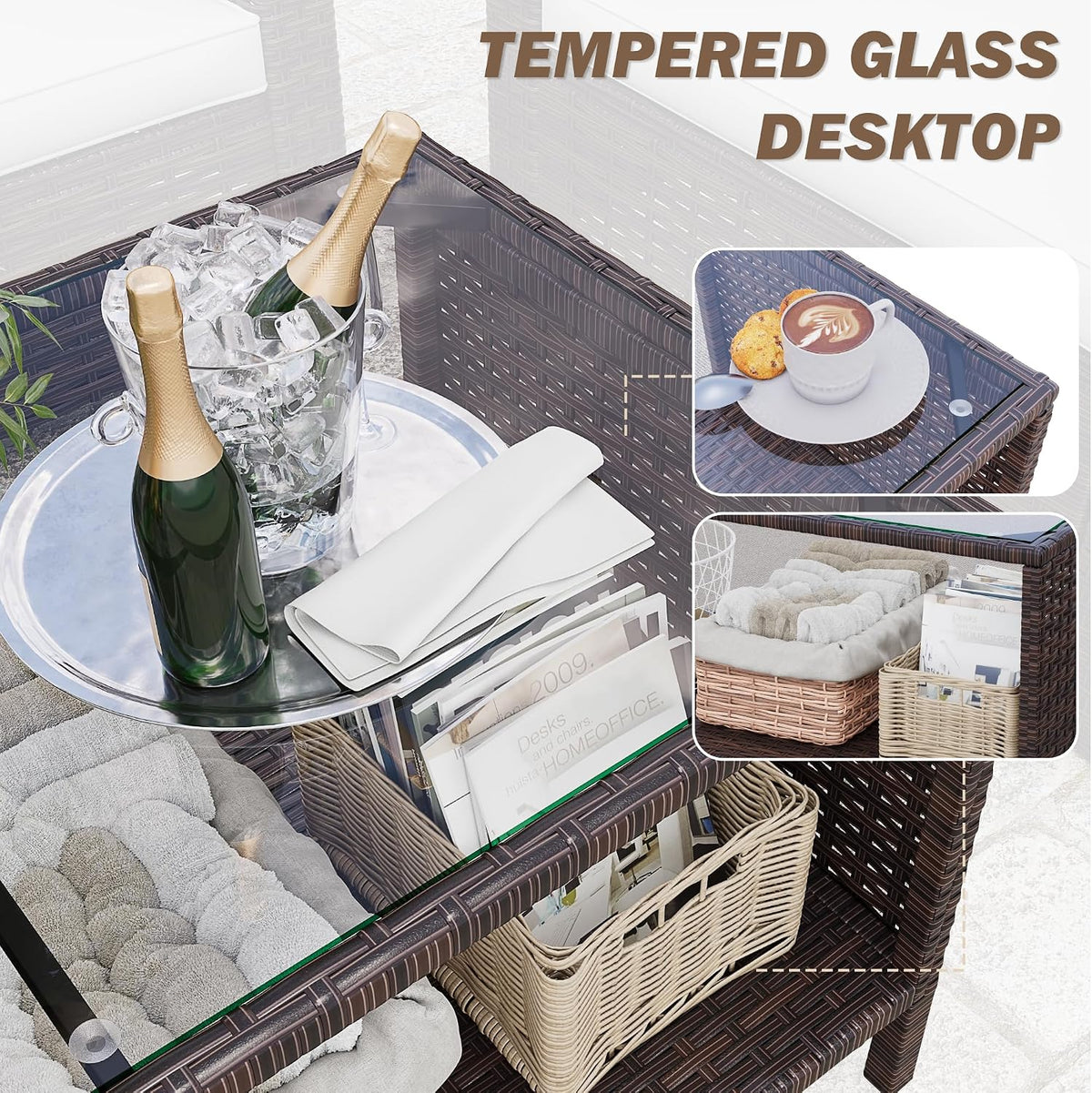 4‑Piece Wicker Patio Conversation Set