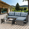 Blue‑Gray 3‑Piece Wicker Patio Set