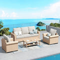 Beige 4‑Piece Wicker Patio Set